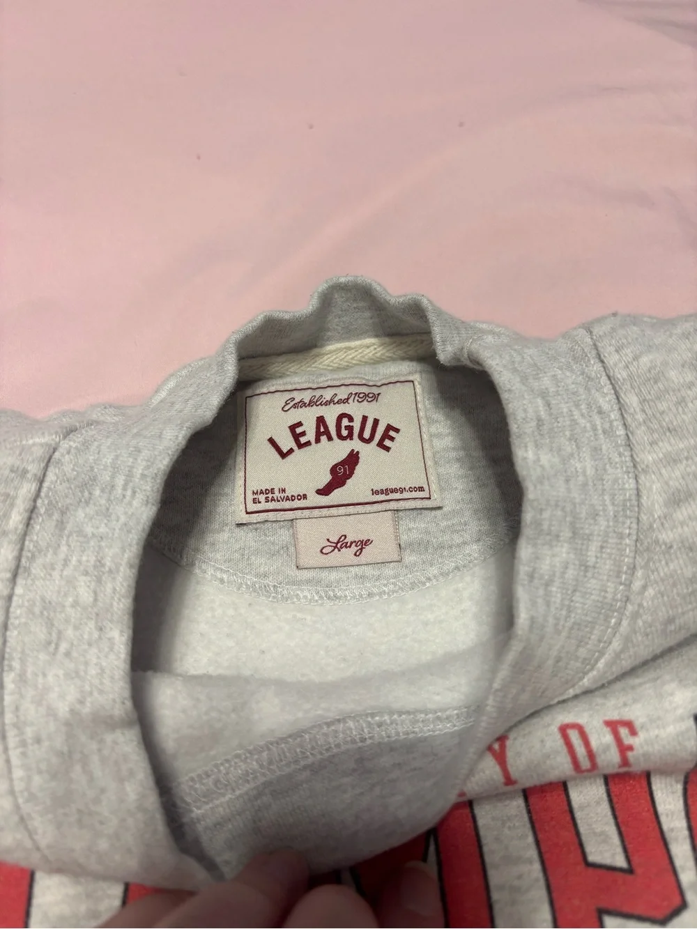 Gray Crewneck Sweatshirt with Red Logo